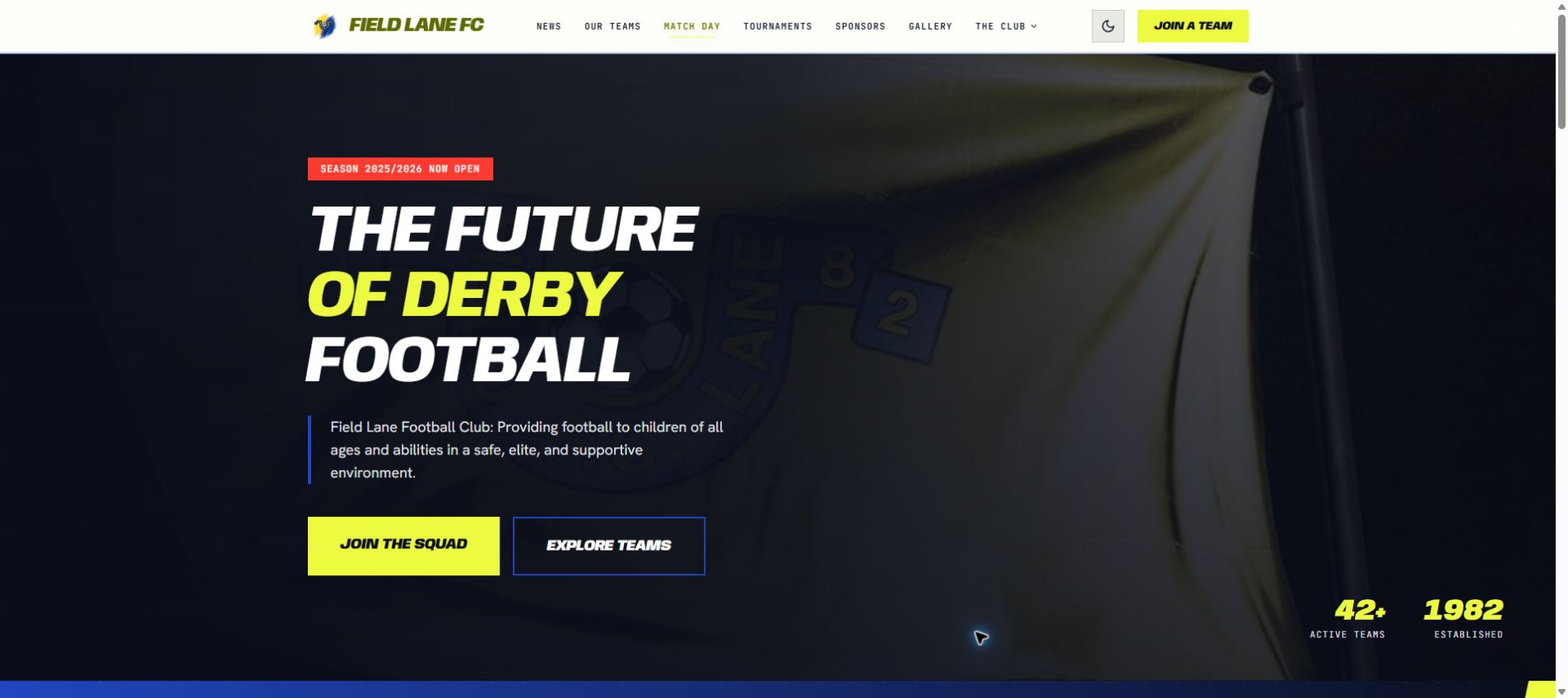 Field Lane Football Club website homepage and club platform