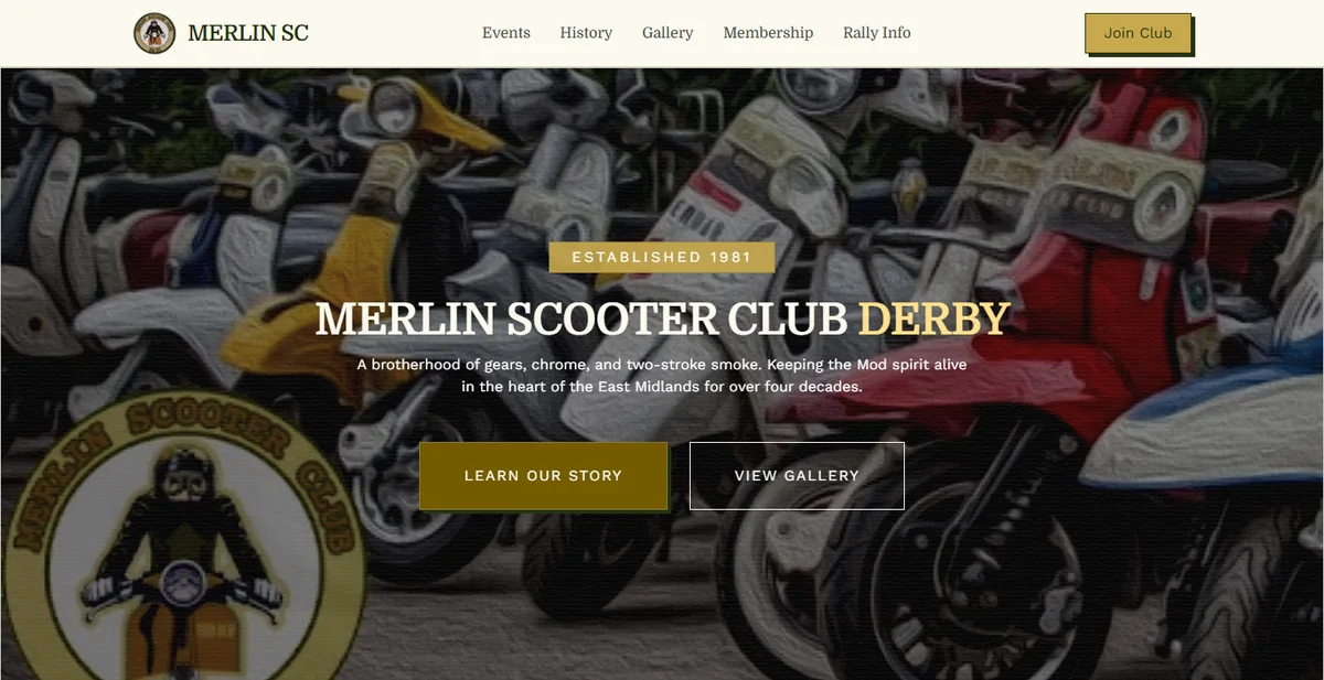 Merlin Scooter Club Derby website homepage